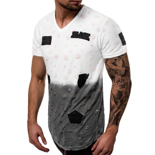 T-shirt męski Ozonee w abstrakcyjnym wzorze z krótkim rękawem 