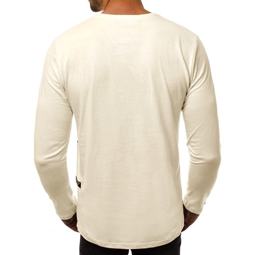 T-shirt męski beżowy Ozonee z długim rękawem 