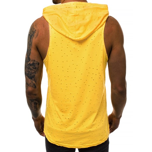 T-shirt męski Ozonee żółty bez rękawów wiosenny 
