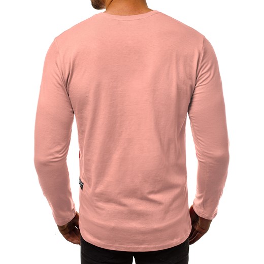 Różowy t-shirt męski Ozonee z długim rękawem 