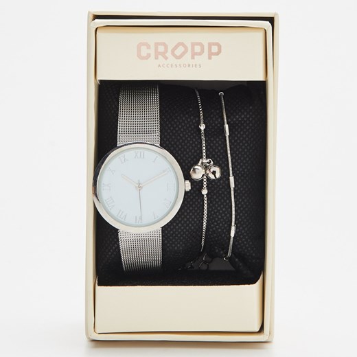 Cropp - Zestaw: zegarek i bransoletki - Srebrny Cropp  One Size 