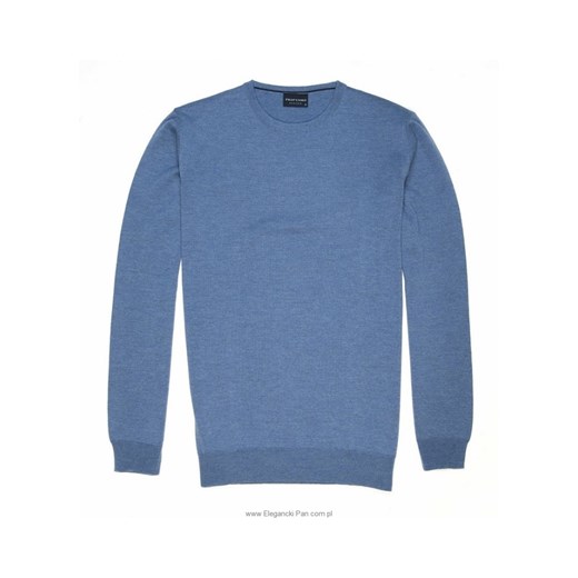 Sweter / pulower O-neck z wełny z merynosów jasnoniebieski eleganckipan-com-pl niebieski do ciała