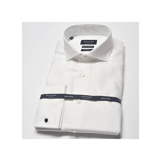 Elegancka biała koszula męska taliowana (SLIM FIT), mankiety na spinki eleganckipan-com-pl bialy duży