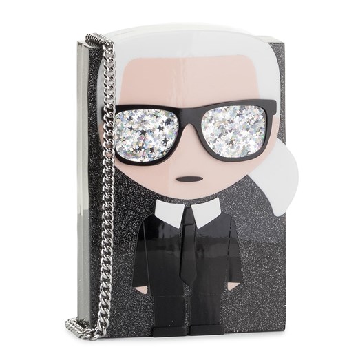 Kopertówka Karl Lagerfeld zdobiona szara z aplikacjami 