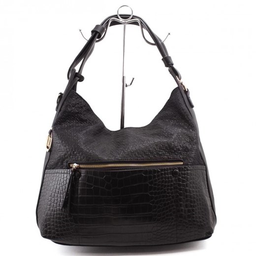 Shopper bag ze skóry ekologicznej czarna matowa glamour bez dodatków 
