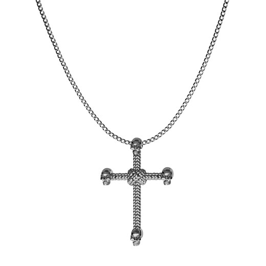Srebrny naszyjnik krzyż, srebro 925 : Długość (cm) - 70, Kolor pokrycia srebra - Oksydą