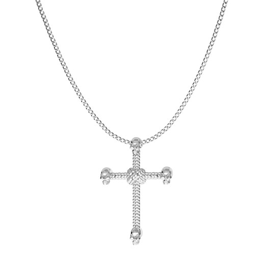 Srebrny naszyjnik krzyż, srebro 925 : Długość (cm) - 50, Srebro - kolor pokrycia - Pokrycie platyną