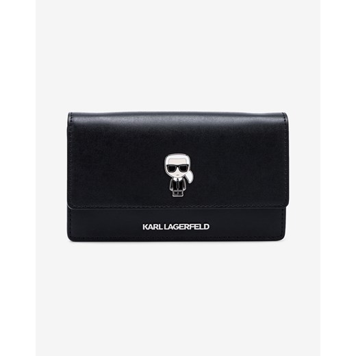 Kopertówka czarna Karl Lagerfeld ze skóry do ręki 