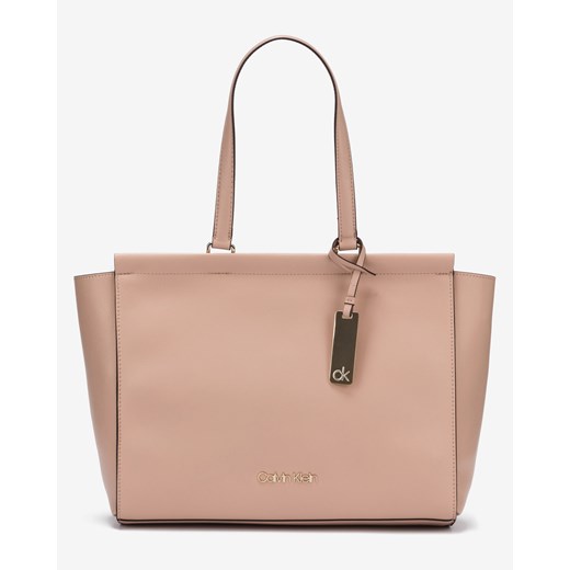 Shopper bag Calvin Klein na ramię z breloczkiem elegancka matowa 