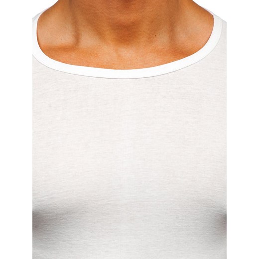 T-shirt męski bez nadruku biały Denley NB003  Denley M okazyjna cena  