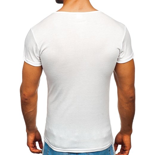 T-shirt męski bez nadruku biały Denley NB003 Denley  2XL  wyprzedaż 