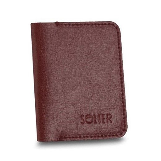 Cienki skórzany męski portfel SOLIER SW11 SLIM bordowy  Solier uniwersalny okazyjna cena Skorzana.com 