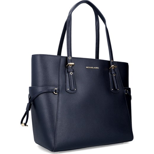 Shopper bag Michael Kors na ramię elegancka niebieska skórzana matowa 