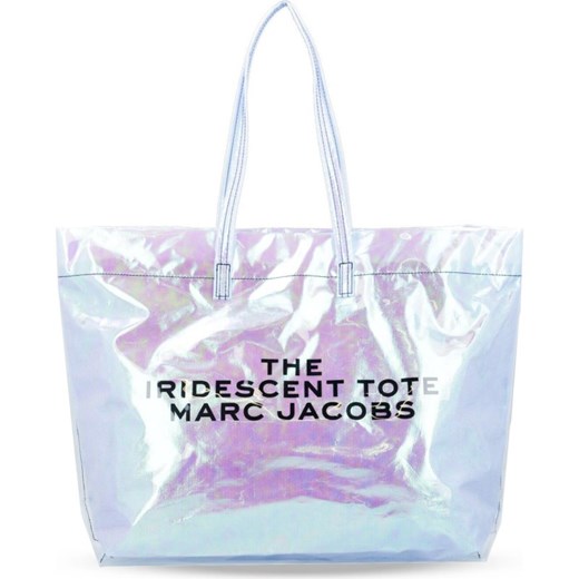 Shopper bag The Marc Jacobs lakierowana srebrna młodzieżowa na ramię 