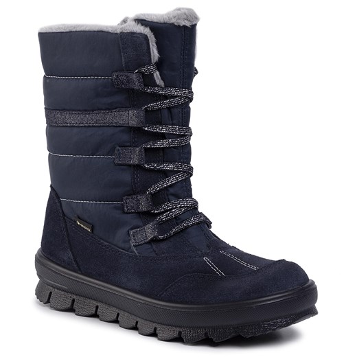 Buty zimowe dziecięce Superfit gore-tex niebieskie sznurowane śniegowce 