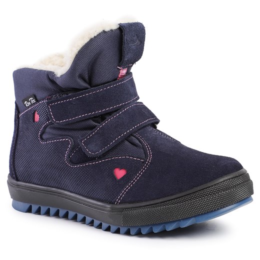 Buty zimowe dziecięce granatowe Renbut bez wzorów na rzepy 
