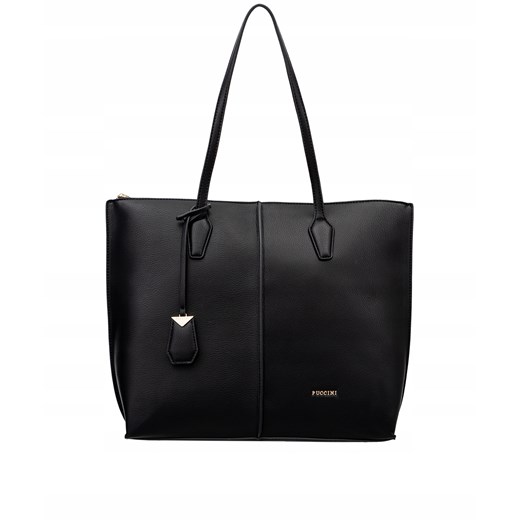 Shopper bag Puccini na ramię czarna elegancka bez dodatków matowa 