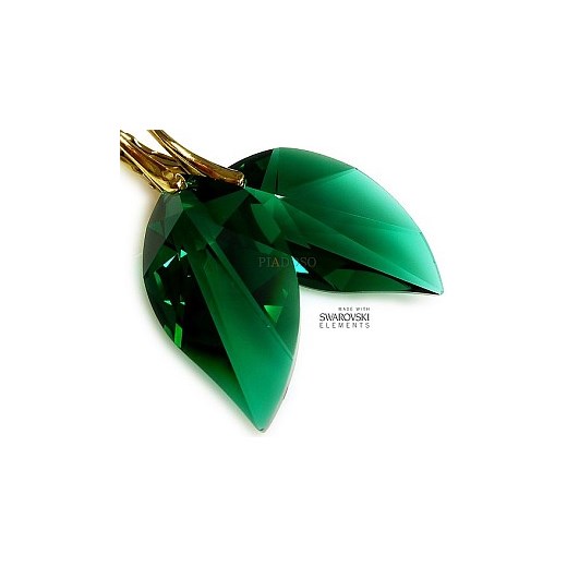 Duże Kolczyki Kryształy Crystal Emerald Złote Srebro