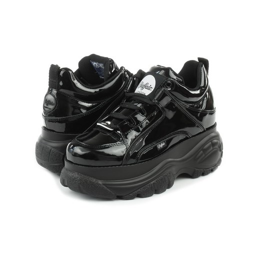 Sneakersy damskie Buffalo czarne na platformie sznurowane 