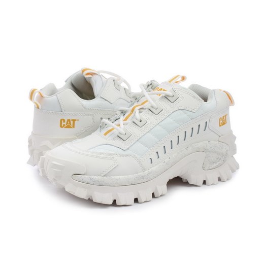 Buty trekkingowe damskie Caterpillar sznurowane białe na platformie bez wzorów sportowe 