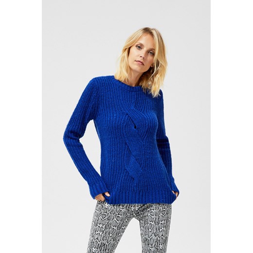 Sweter damski z okrągłym dekoltem niebieski 