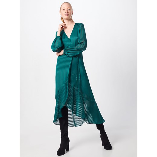 Sukienka Bardot z szyfonu elegancka w paski midi na bal