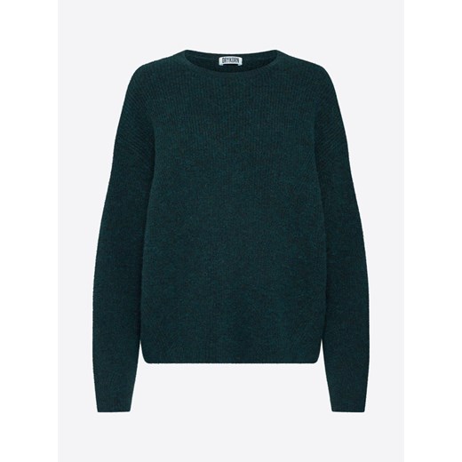 Sweter damski Drykorn bez wzorów zielony z okrągłym dekoltem 