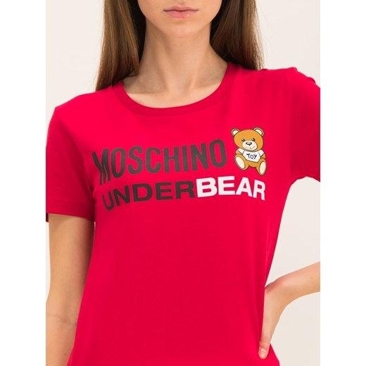 Czerwona bluzka damska Moschino Underwear młodzieżowa z okrągłym dekoltem 