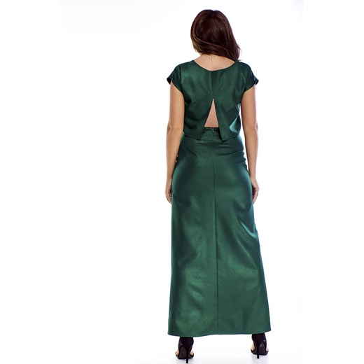 Ptakmoda.com sukienka zielona na karnawał bez wzorów z krótkim rękawem 