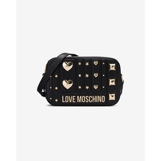 Listonoszka Love Moschino zdobiona czarna z aplikacjami młodzieżowa 