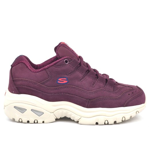 Sneakersy damskie Skechers fioletowe bez wzorów sznurowane sportowe na platformie na jesień 