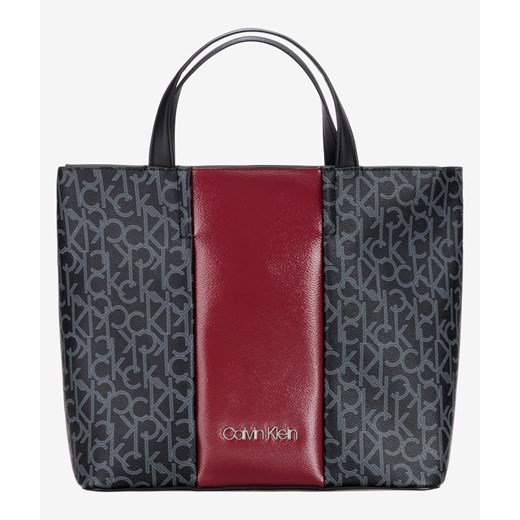 Shopper bag Calvin Klein czarna z nadrukiem do ręki elegancka bez dodatków 