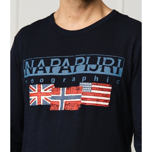 T-shirt męski Napapijri z długim rękawem z napisami 