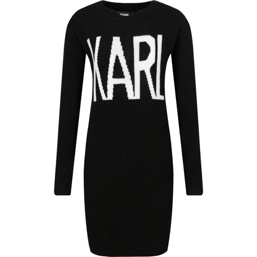 Sukienka Karl Lagerfeld czarna mini casualowa z długim rękawem prosta 
