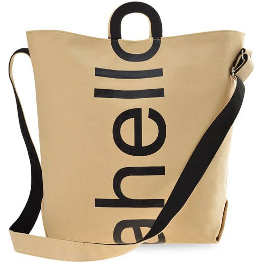 Shopper bag bez dodatków beżowa na ramię młodzieżowa 