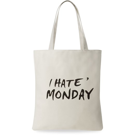 Młodzieżowa torba na zakupy bawełniany shopperbag różne wzory - beżowy i hate monday