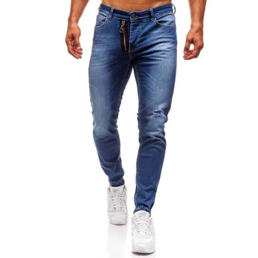 Spodnie jeansowe joggery męskie granatowe Denley 2043
