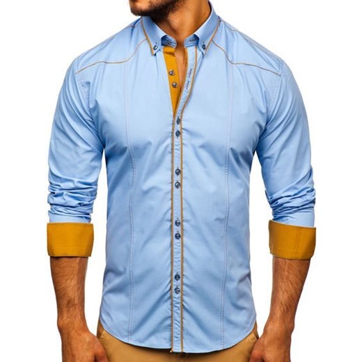 Koszula męska elegancka z długim rękawem błękitna Bolf 4777