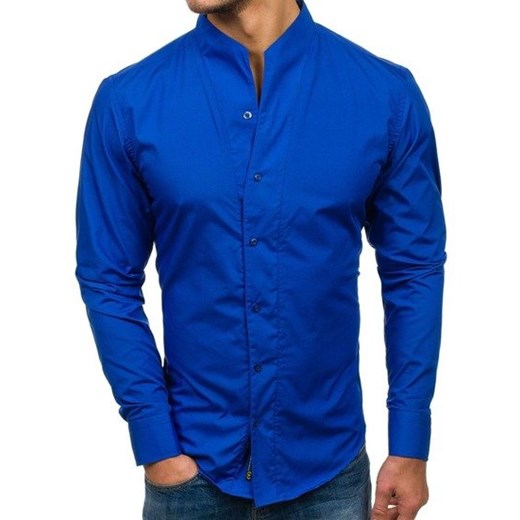 Koszula męska z długim rękawem kobaltowa Bolf 5702