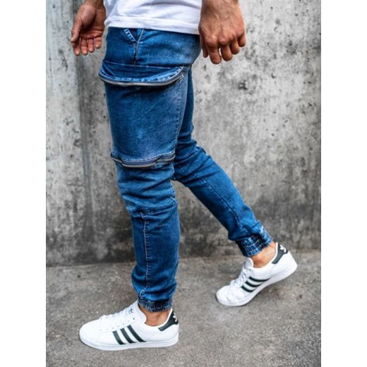 Spodnie jeansowe joggery męskie granatowe Denley KA365