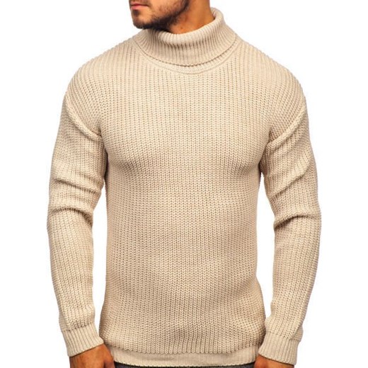 Sweter męski Denley beżowy casual z tkaniny 