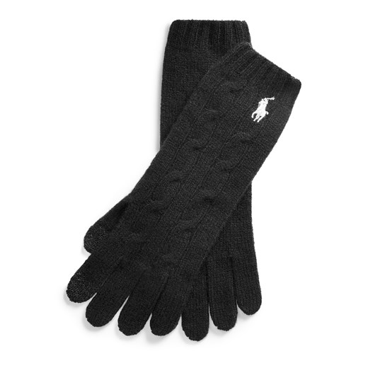Czarne rękawiczki z domieszką kaszmiru  Ralph Lauren One Size PlacTrzechKrzyzy.com