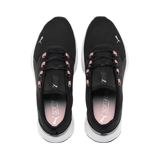 Buty sportowe damskie czarne Puma dla siatkarzy młodzieżowe sznurowane z tkaniny bez wzorów płaskie 