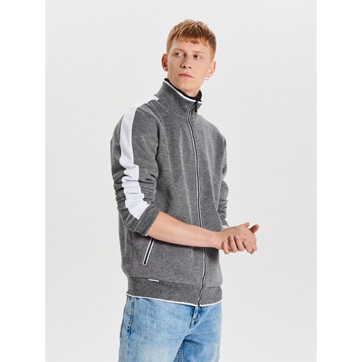 Cropp - Rozpinana bluza typu track jacket - Jasny szary  Cropp S 
