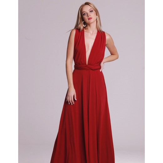 Sukienka Swing Polish Fashion Concept z dekoltem w serek
