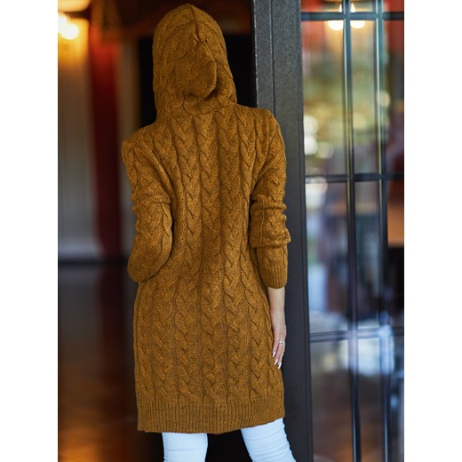 Damski sweter brązowy z kapturem 4915HN Escoli  uniwersalny  okazja 