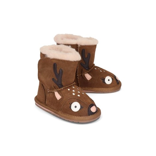 Buty zimowe dziecięce Emu Australia brązowe na rzepy kozaki 