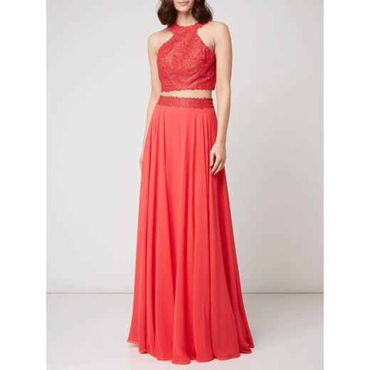 Sukienka Luxuar czerwona balowe karnawałowa elegancka szyfonowa 