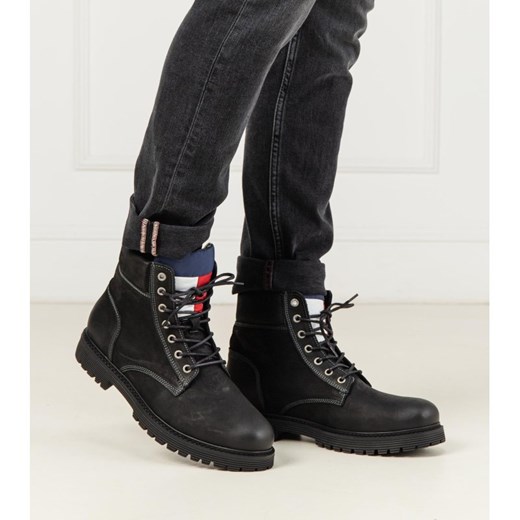 Tommy Jeans buty zimowe męskie na zimę militarne skórzane sznurowane