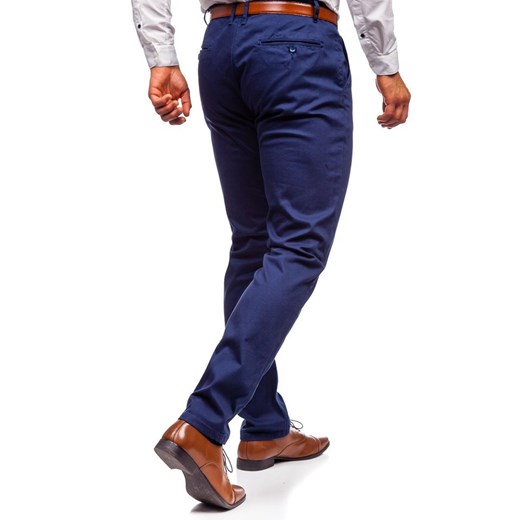 Niebieskie spodnie męskie Denley z elastanu 